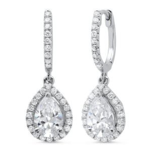 1.14 ct. Pear Shaped Tear Drop Dangling Lever Back Earrings