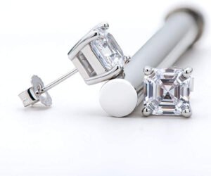 1.20 Ct. Asscher Cut Diamond Stud Earrings