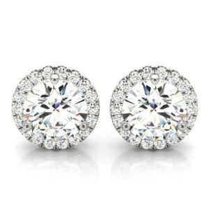 1.20 Ct. Round Halo Stud Earrings H Color SI1 Clarity