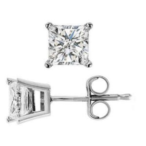 1.40 Ct. Princess Cut Diamond Stud Earrings