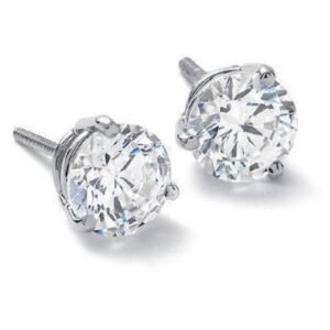 1.40 Ct. Round Cut Martini Diamond Stud Earrings E Color VS1 GIA Certified 3X