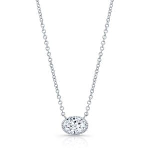 1.50 Ct. Oval Cut Diamond Necklace East-West G Color VS1 GIA Certified