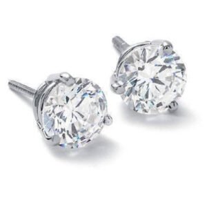 1.80 Ct. Round Cut Martini Diamond Stud Earrings H Color VS2 GIA Certified 3X