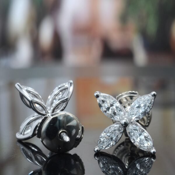 2 Carat Marquise Diamond Flower Stud Earrings