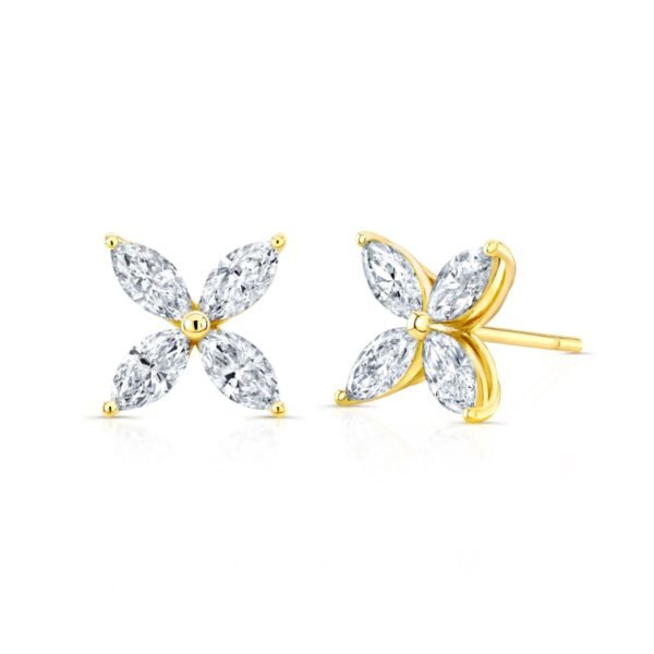 1 Carat Flower Marquise Stud Earrings - Image 4