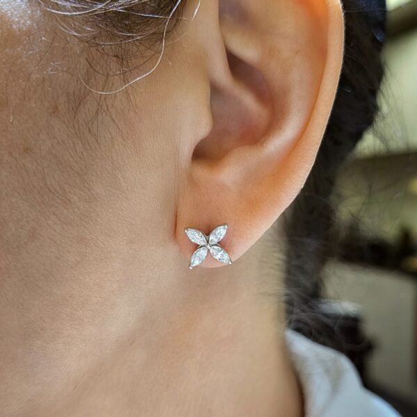 1 Carat Flower Marquise Stud Earrings - Image 2