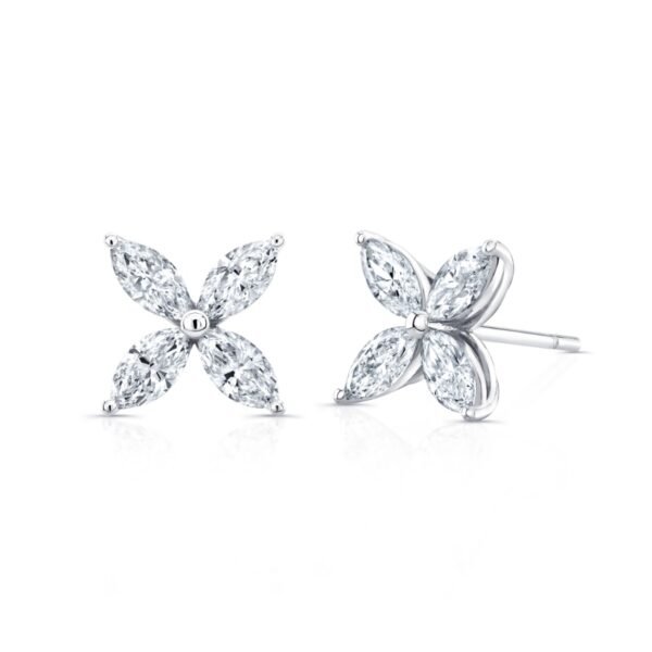 1 Carat Flower Marquise Stud Earrings - Image 3