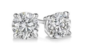 2 Carat Round Cut Stud Earrings F Color VS1 Clarity GIA Certified 3X