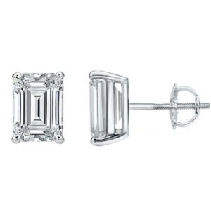 3.00 Ct. Emerald Cut Diamond Stud Earrings H Color VS2 Clarity GIA Certified