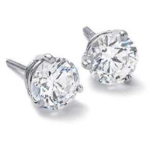 4 Carat Round Cut Martini Diamond Stud Earrings G Color VS2 GIA Certified 3X