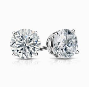 4 Carats Round Cut Diamond Stud Earrings I Color VS2 GIA Certified 3X