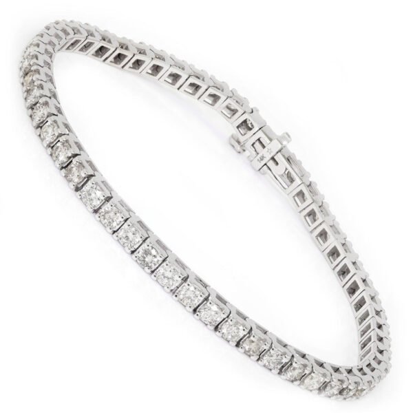 4CT Round Diamond Line Tennis Bracelet 14K White Gold