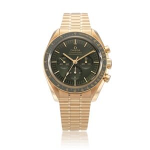 Omega Speedmaster (Reference 310.60.42.50.10.001). A yellow gold automatic wristwatch with chronograph. 2022
