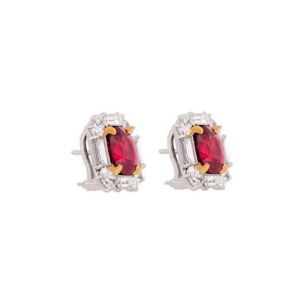 Platinum, 6.02ctw Burmese Ruby and Diamond Earrings - Image 2