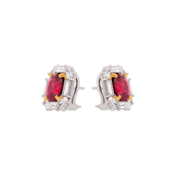 Platinum, 6.02ctw Burmese Ruby and Diamond Earrings - Image 4