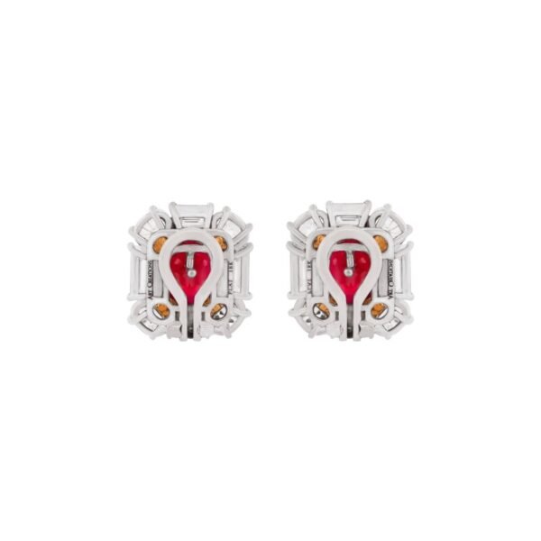 Platinum, 6.02ctw Burmese Ruby and Diamond Earrings - Image 6