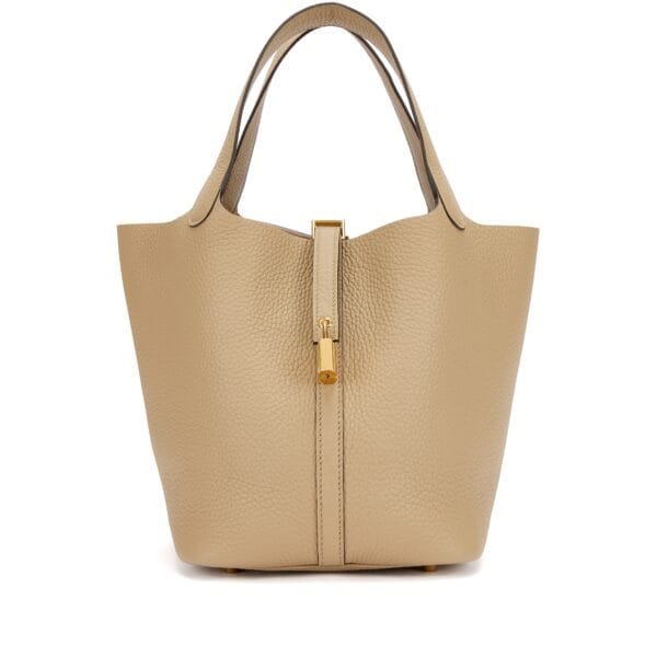 Beige Marfa Clemence Picotin Lock 22 Gold Hardware, 2024