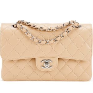 Beige Quilted Caviar Small Classic Double Flap Silver Hardware, 2022