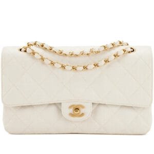 Beige Raffia Quilted Classic Double Flap Medium Gold Hardware, 2003