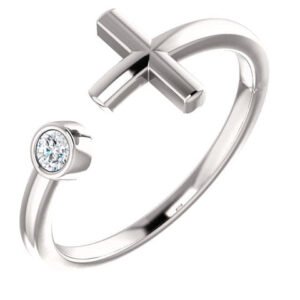 Bezel Diamond Cross Cuff Ring