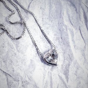 Bezel Heart Necklace 0.70 Ct G Color SI1 Clarity GIA Certified