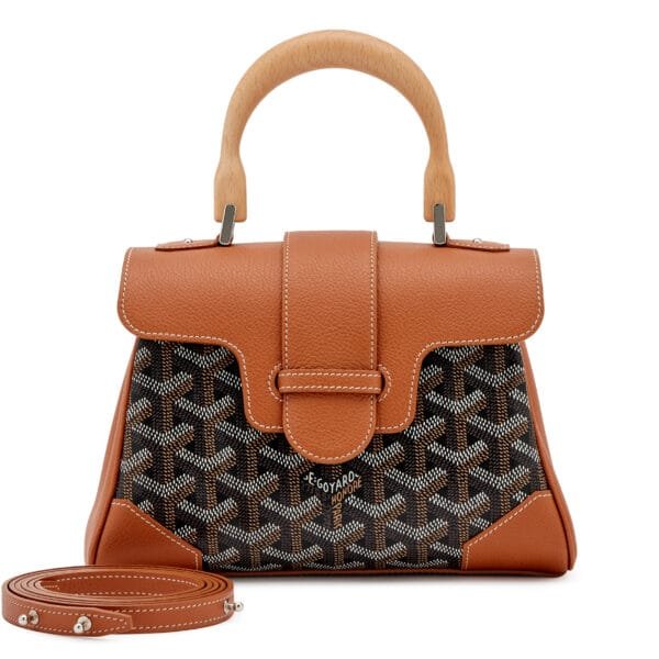 Black and Brown Goyardine Canvas & Chevroches Calfskin Saïgon Souple Mini Bag, 2023