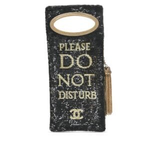Black and Gold Sequin Paris-Cosmopolite Do Not Disturb Minaudiere Clutch Gold Hardware, 2017