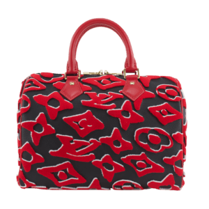 Black and Red Tufted Monogram Canvas Speedy Bandoulière 25 and Strap with Gold Tone Hardware
