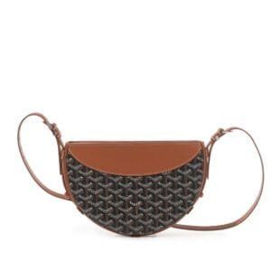 Black and Tan Goyardine Canvas and Chevroches Calfskin Hirondelle Bag Palladium Hardware