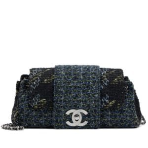 Black, Blue, and Green Multicolor Tweed Fantasy Small Flap Bag Silver Hardware, 2004-2005