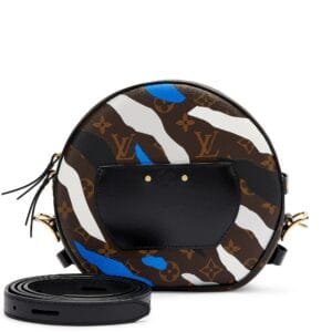 Black, Blue, White, Silver and Brown Monogram Coated Canvas Boîte Chapeau Souple MM Gold Hardware, 2019