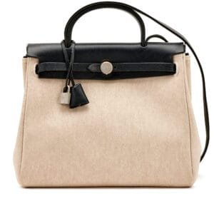 Black Calfskin and Beton Toile Herbag 30 Palladium Hardware, 2001