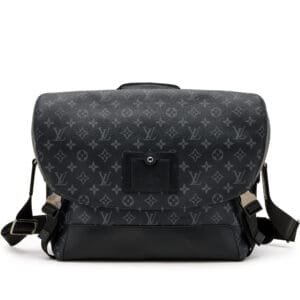 Black Canvas Monogram Voyager Messenger Eclipse Bag MM Silver Hardware