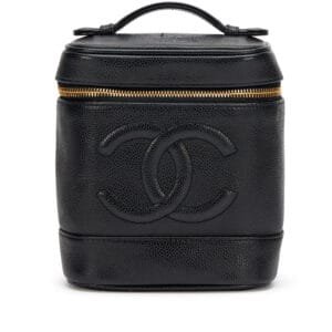 Black Caviar CC Tall Timeless Cosmetic Case Gold Hardware, 2000-2002