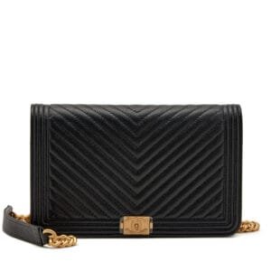 Black Caviar Chevron Boy WOC Wallet on Chain Gold Hardware, 2021