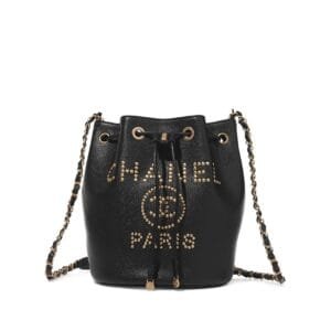 Black Caviar Deauville Bucket Bag Gold Hardware, 2019
