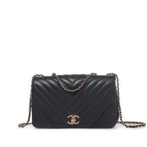 Black Caviar Medium CC Filigree Vanity Case Brushed Gold Hardware, 2018