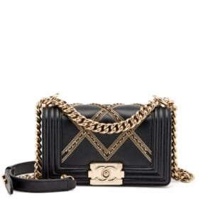 Black Chain Quilted Lambskin Small Boy Flap Bag Gold Hardware, 2022
