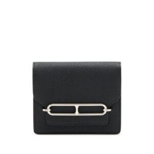 Black Chèvre Mysore Roulis Slim Wallet Palladium Hardware, 2023