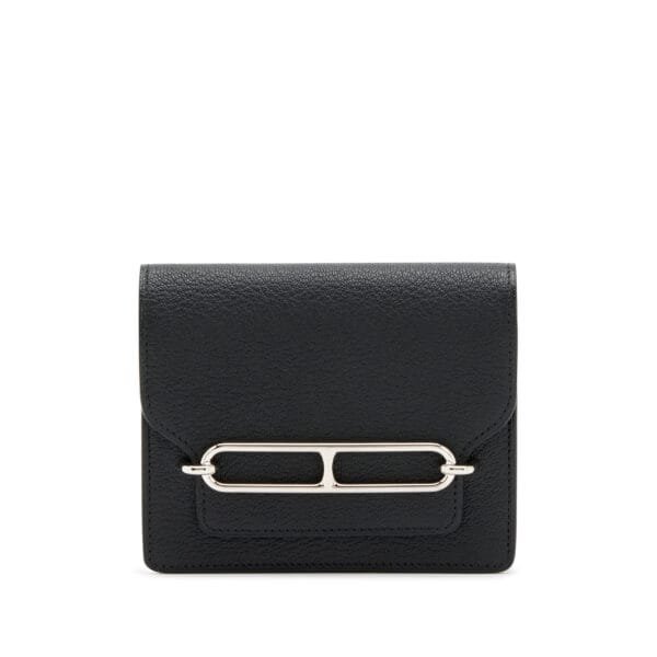 Black Chèvre Mysore Roulis Slim Wallet Palladium Hardware, 2023