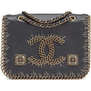 Black Embroidered Calfskin Paris-Byzance CC Small Flap Bag Gold Hardware, 2011