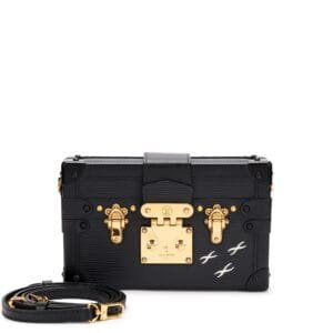 Black Epi and Cowhide Leather Petite Malle Gold Hardware