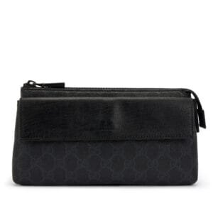 Black GG Supreme Coated Canvas Waist Bag Black Hardware, 2000's