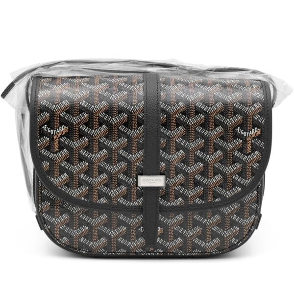 Black Goyardine Canvas and Chevroches Calfskin Belvedere PM Bag
