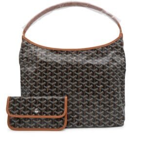 Black Goyardine Canvas and Tan Chevroches Calfskin Boheme Hobo Bag