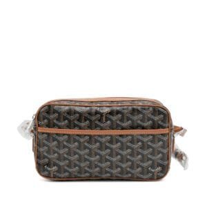 Black Goyardine Canvas and Tan Chevroches Calfskin Cap-Vert PM Bag