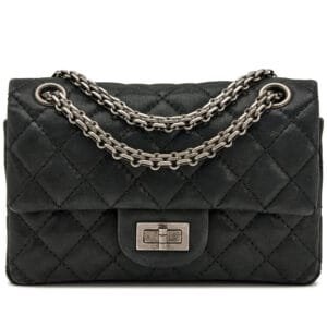 Black Iridescent Quilted Lambskin 2.55 Reissue Mini 224 Double Flap Bag Ruthenium Hardware, 2011
