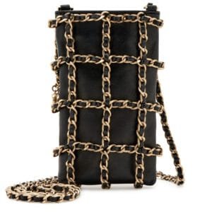 Black Lambskin Tech Me Out Clutch With Chain Pale Gold Hardware, 2019