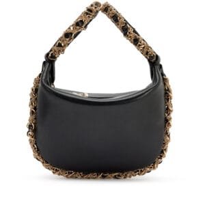 Black Lambskin Twisted Chain Around Mini Hobo Clutch Gold Hardware, 2013
