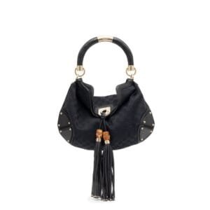 Black Monogram GG Canvas Indy Gold and Bamboo Hardware